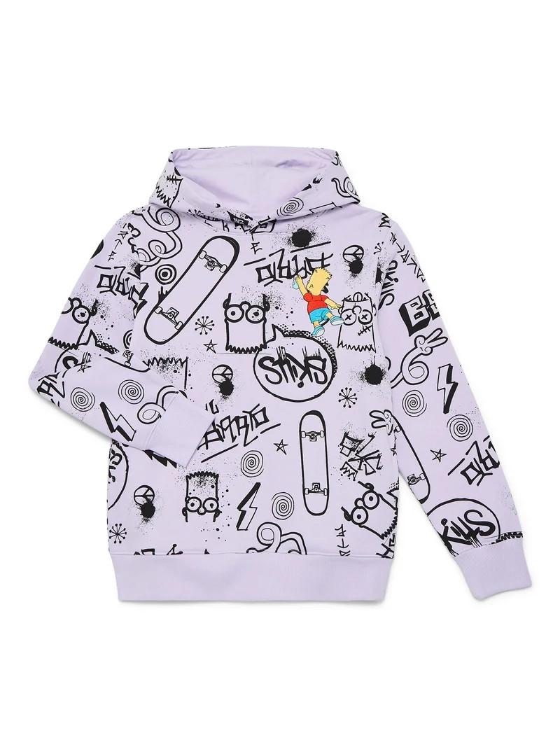 The Simpsons, Boys' & Big Boys' Graphic Hoodie, Bart Graffiti, Sizes 4-18 | Walmart (US)