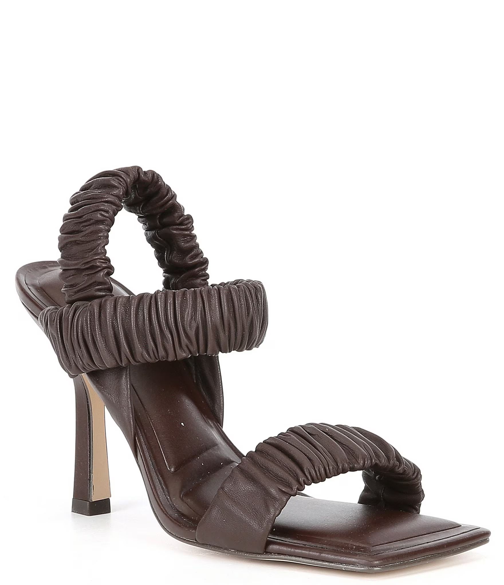 Vanya Scrunched Leather Square Toe Dress Sandals | Dillard's