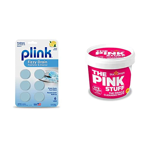 Plink Fizzy Drain Freshner, Prevents Buildup and Maintains a Clear Drain, Removes Drain Odor, Lemon Scent, 6 Tablets & Stardrops - The Pink Stuff - The Miracle All Purpose Cleaning Paste | Amazon (US)