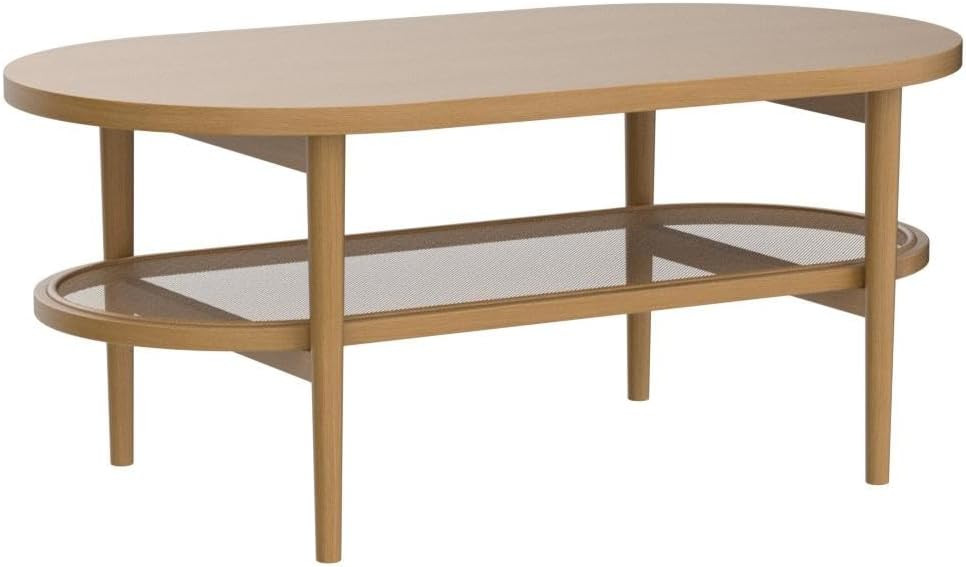 Nathan James Sonia Coffee Table with Storage Shelf, Light Wood/Rattan | Amazon (US)