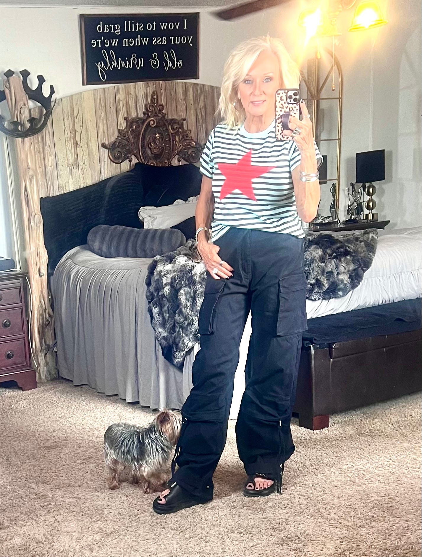 Cute tee and black cargo jeans

#LTKootd #LTKmomlife #LTKOver40