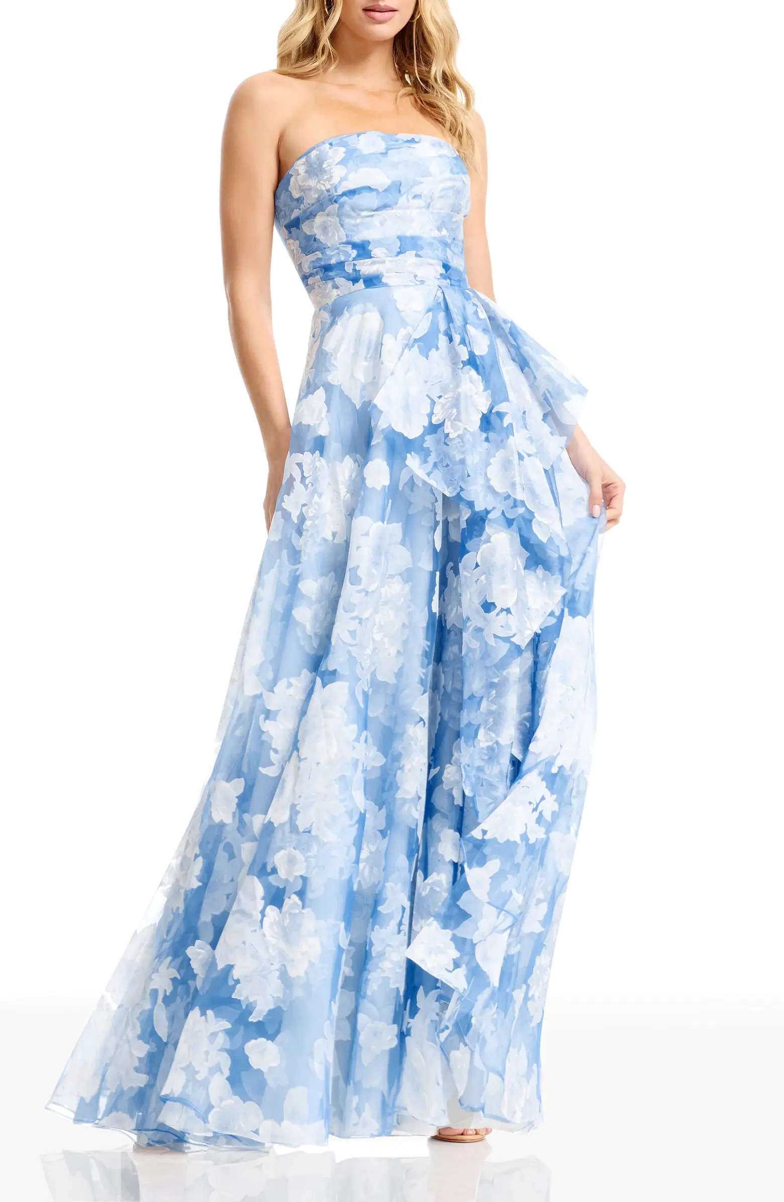 Kit Floral Strapless A-Line Gown | Nordstrom