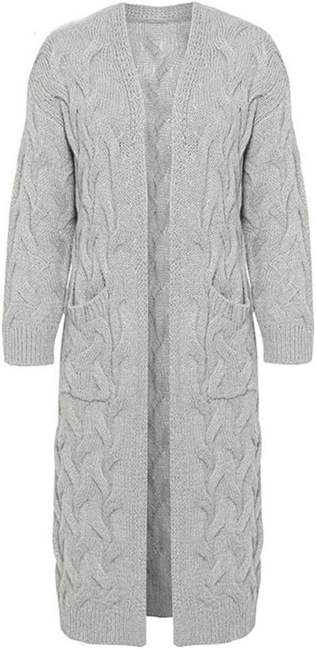 ZIWOCH Women's Long Cardigan Coats Cable Knit Casual Open Front Long Sleeve Loose Sweater with Po... | Amazon (CA)