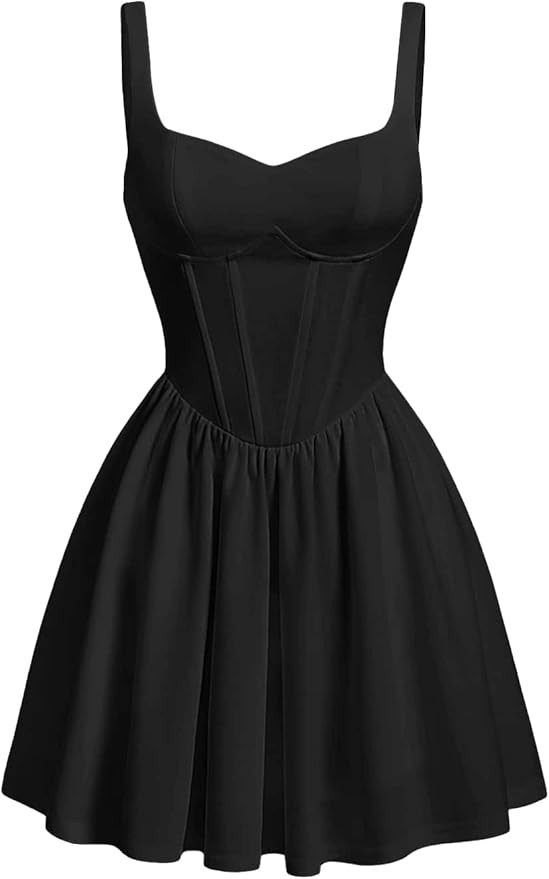 Verdusa Women's Backless Sweetheart Neck Sleeveless High Waist A Line Swing Flared Short Cami Dre... | Amazon (US)
