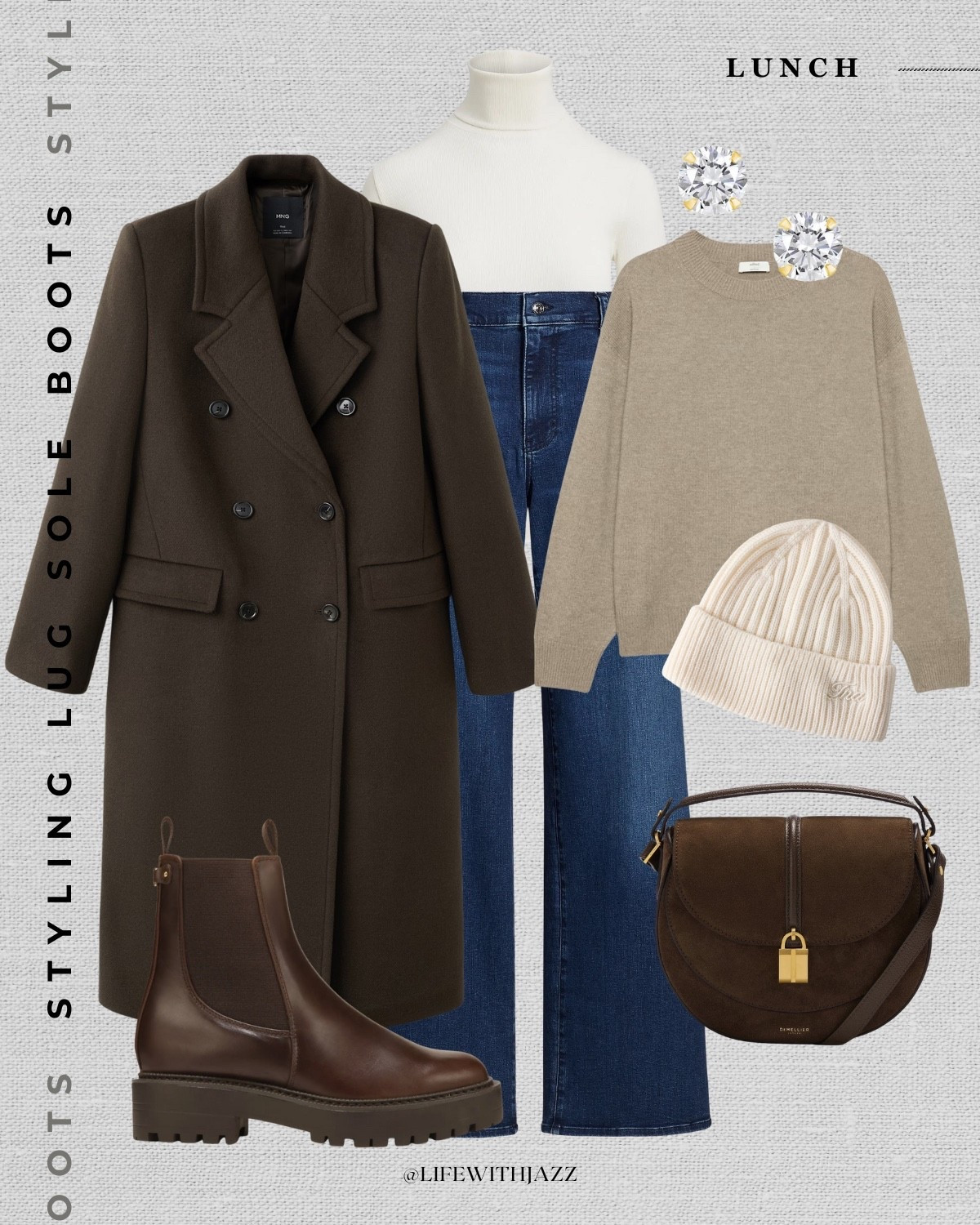 7 ways to style lug sole boots for winter 

waterproof boots / casual style / elevated style / cozy outfits / sherpa jacket / long tailored coat / oversized sweaters / ankle jeans / wide leg jeans  

 