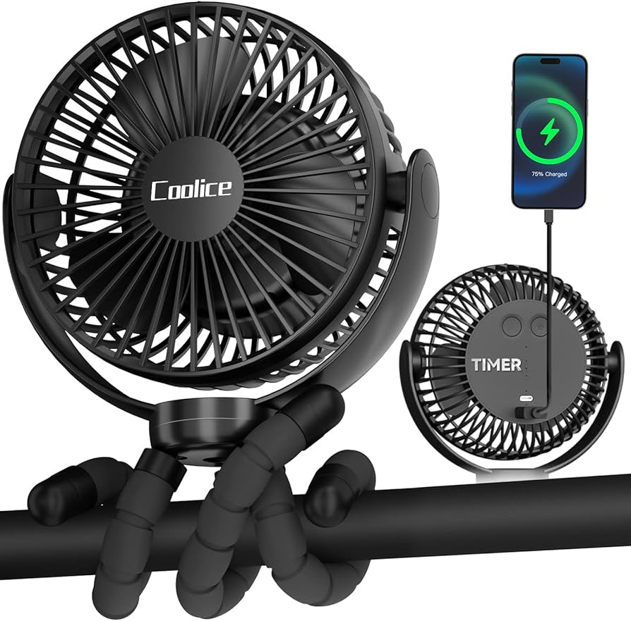 Stroller Fan Rechargeable - Portable Fan for Stroller, Timing Baby Fan, 35H Battery Operated Fan,... | Amazon (US)