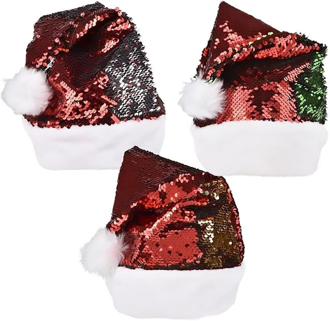 Christmas Flip Sequin Santa Hat, Gold, Silver and Green Flashing Flip Sequin Dress-Up Costume, 16... | Amazon (US)