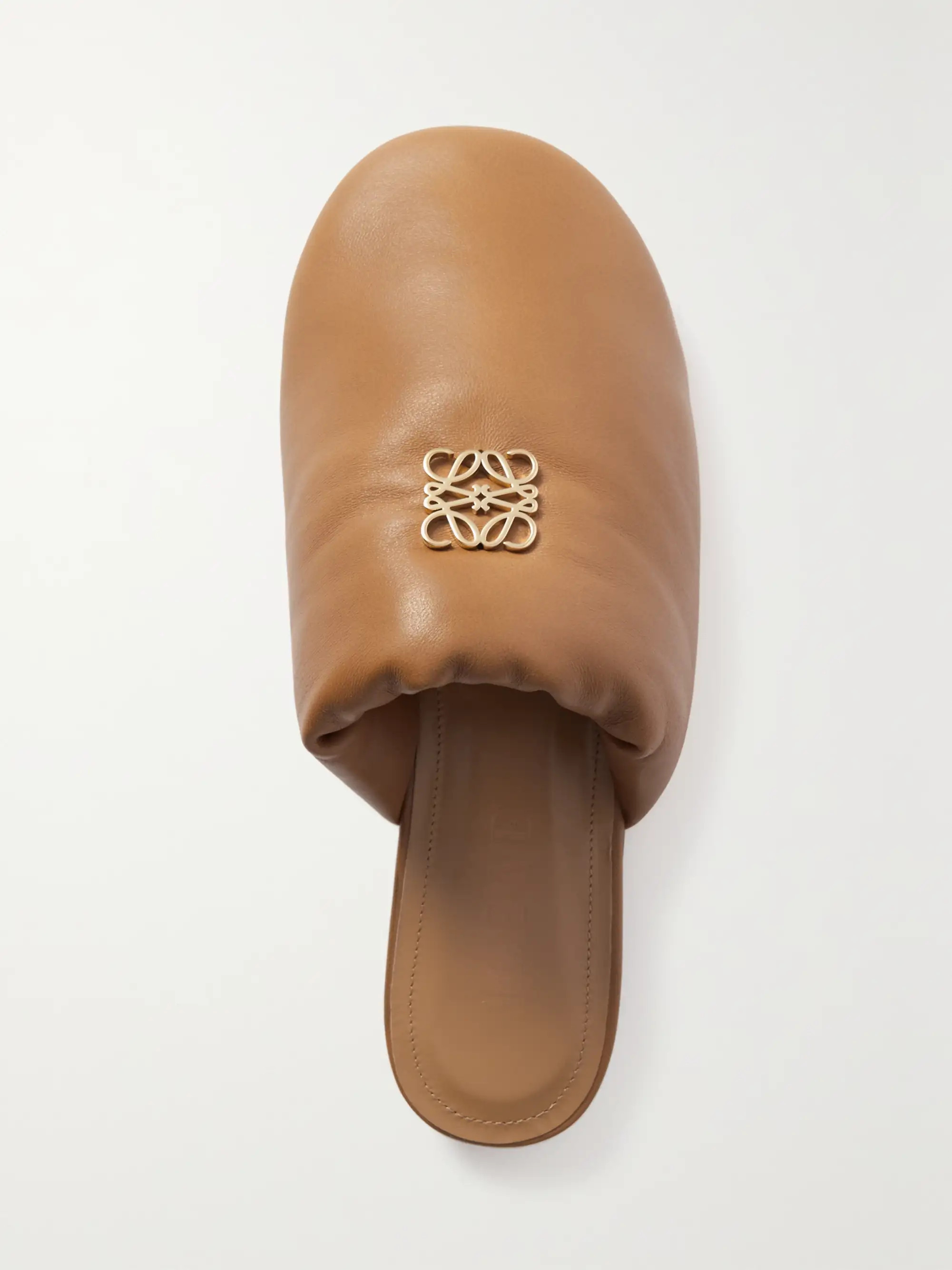 Anagram logo-embellished padded leather slippers | NET-A-PORTER APAC
