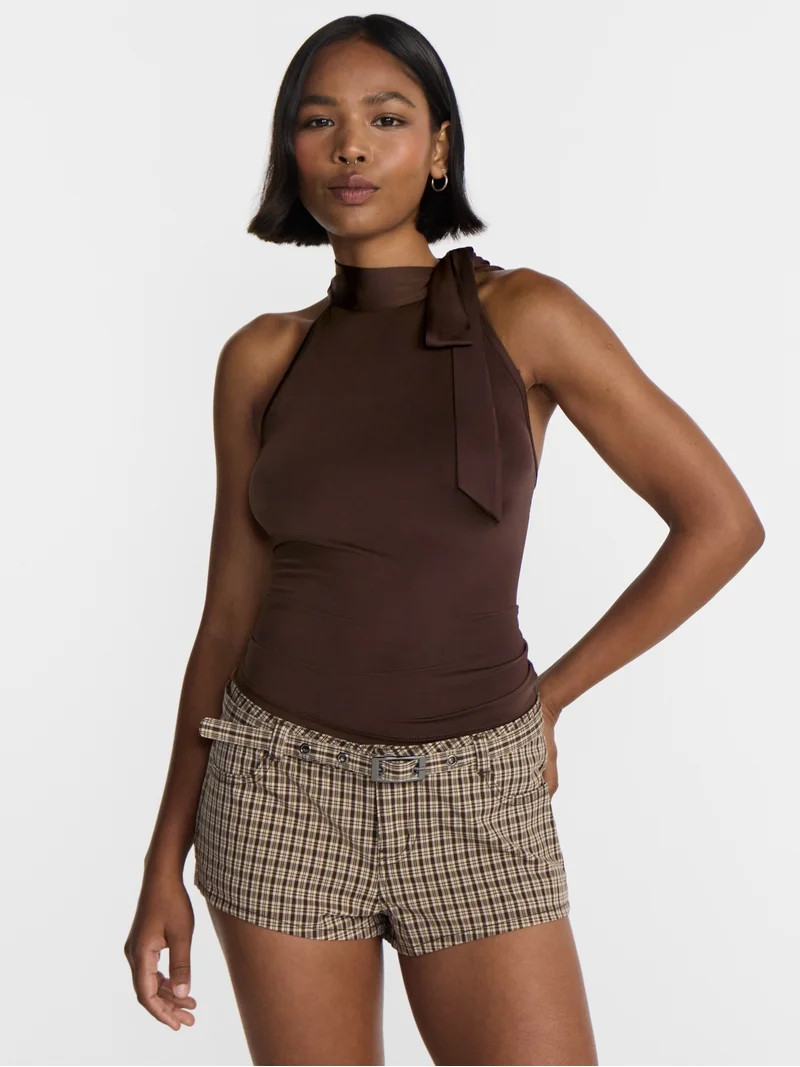 No Boundaries Tie Neck Halter Top, Women's XXS-XXL | Walmart (US)