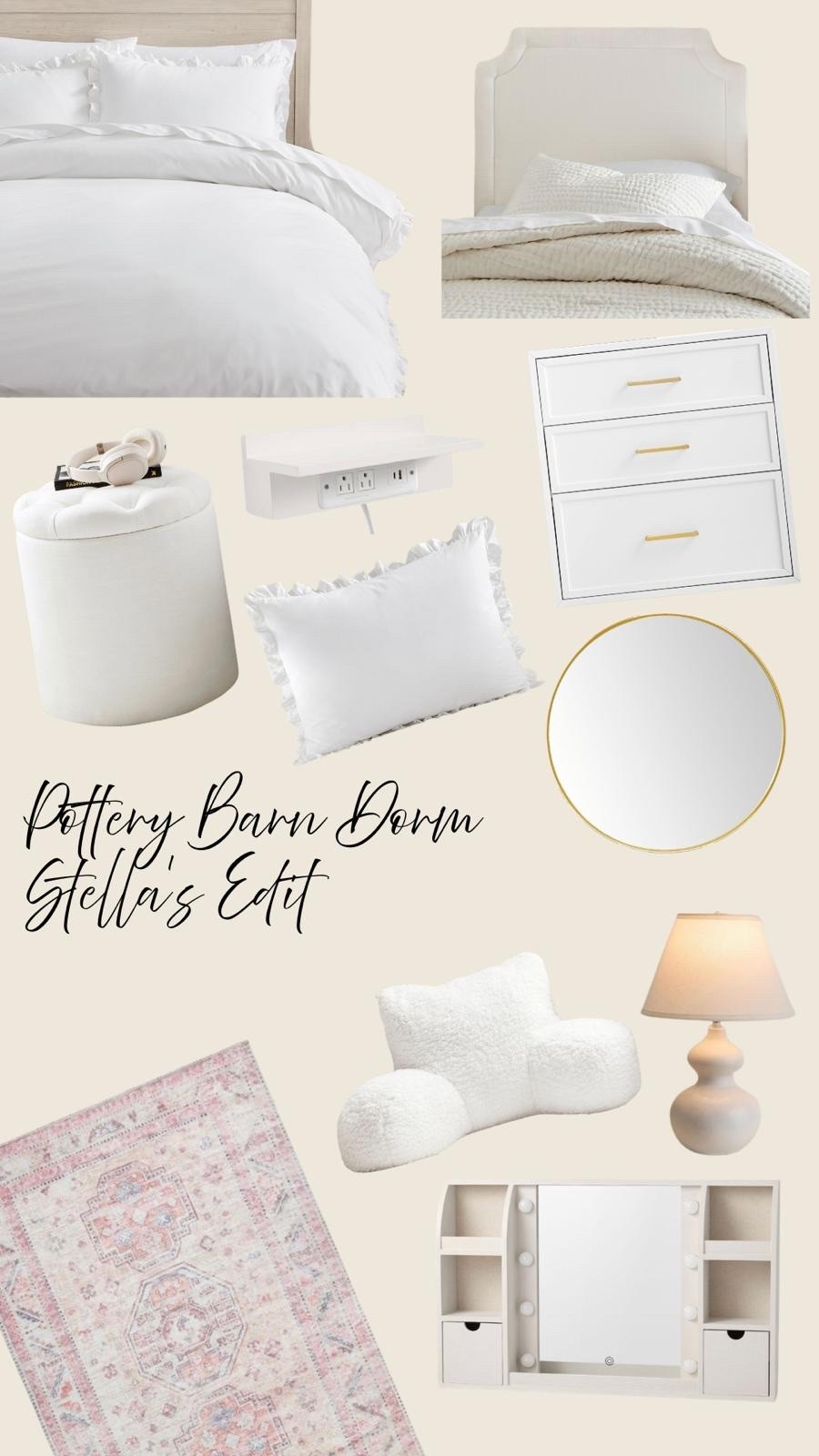 Keeping everything white and bright for my dorm with @Pottery Barn Teen