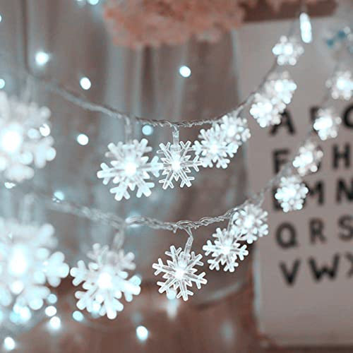 Christmas Lights, Christmas Decorations Snowflake String Lights 19.6 ft 40 LED Fairy Lights Battery Operated Waterproof for Xmas Garden Patio Bedroom Party Decor Indoor Outdoor Celebration Lighting | Amazon (US)