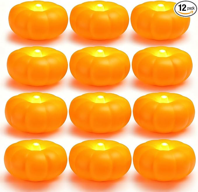 2.3\u201d x12PK Orange Floating Candles-Halloween Flameless Water - Activated Candles, 180+ Hours... | Amazon (US)