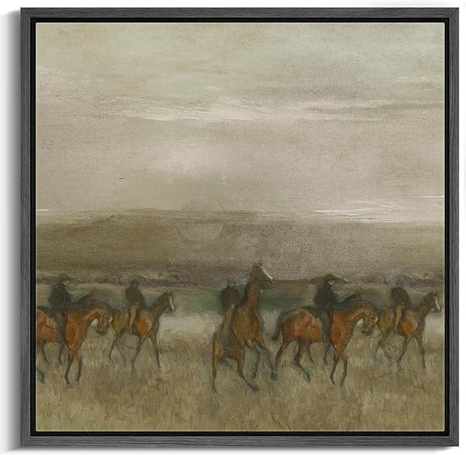 MUDECOR Framed Canvas Print Wall Art Equestrian Procession in Golden Fields Vintage Style Horse I... | Amazon (US)
