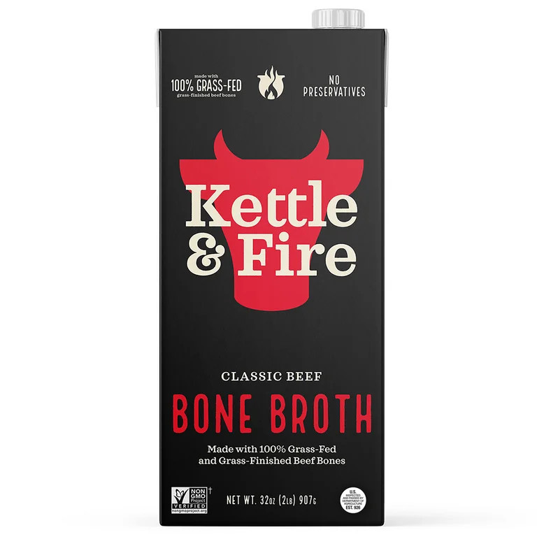 Kettle & Fire Classic Beef Bone Broth, Shelf-Stable, 32 oz | Walmart (US)