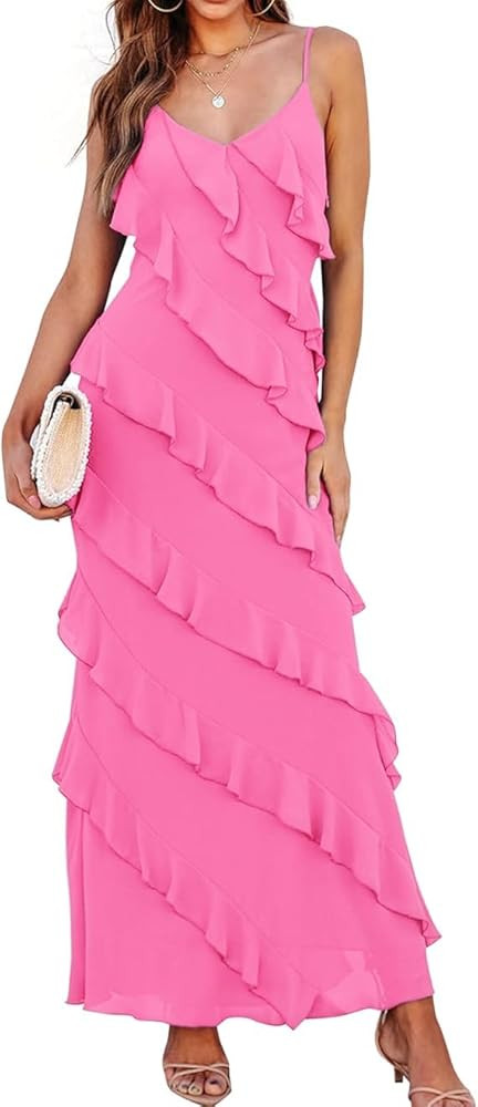 Women Summer Elegant Sling Midi Ruched Bodycon Dress Solid Color Backless Slim Party Cocktail Dre... | Amazon (US)