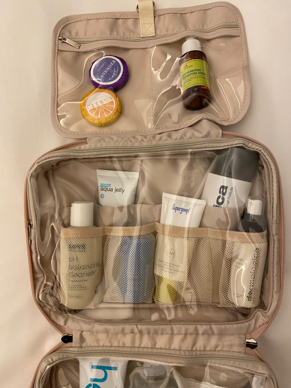 Travel Toiletry Bag with Hanging Hook, Portable Makeup Cosmetic Bags for Women, Water-Resistant F... | Amazon (US)