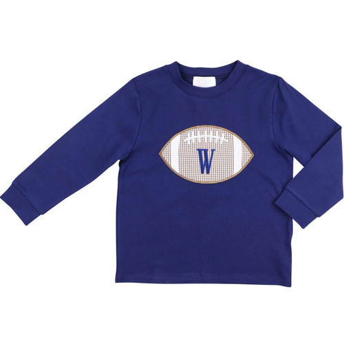 Navy Applique Football Shirt | Cecil and Lou