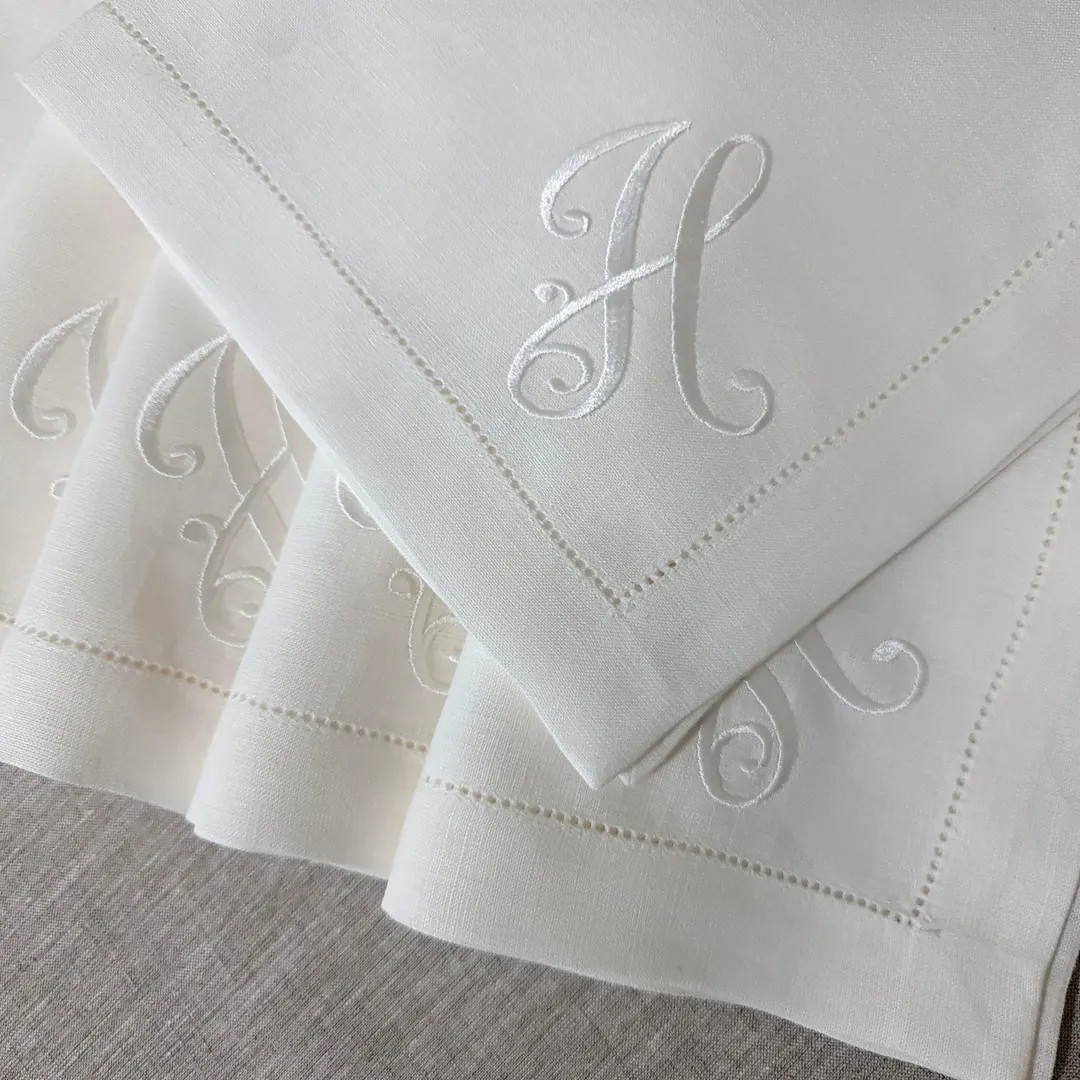 Monogram Embroidery Linen Napkins, Monogrammed Linen Napkin, Personalized Dinner Napkins,embroide... | Etsy (US)