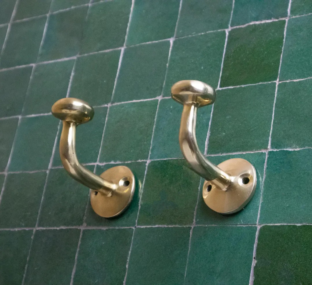 Unlacquered brass towel hooks for bathroom decor, wall hooks unique, clothes hooks, towel hook, w... | Etsy (US)