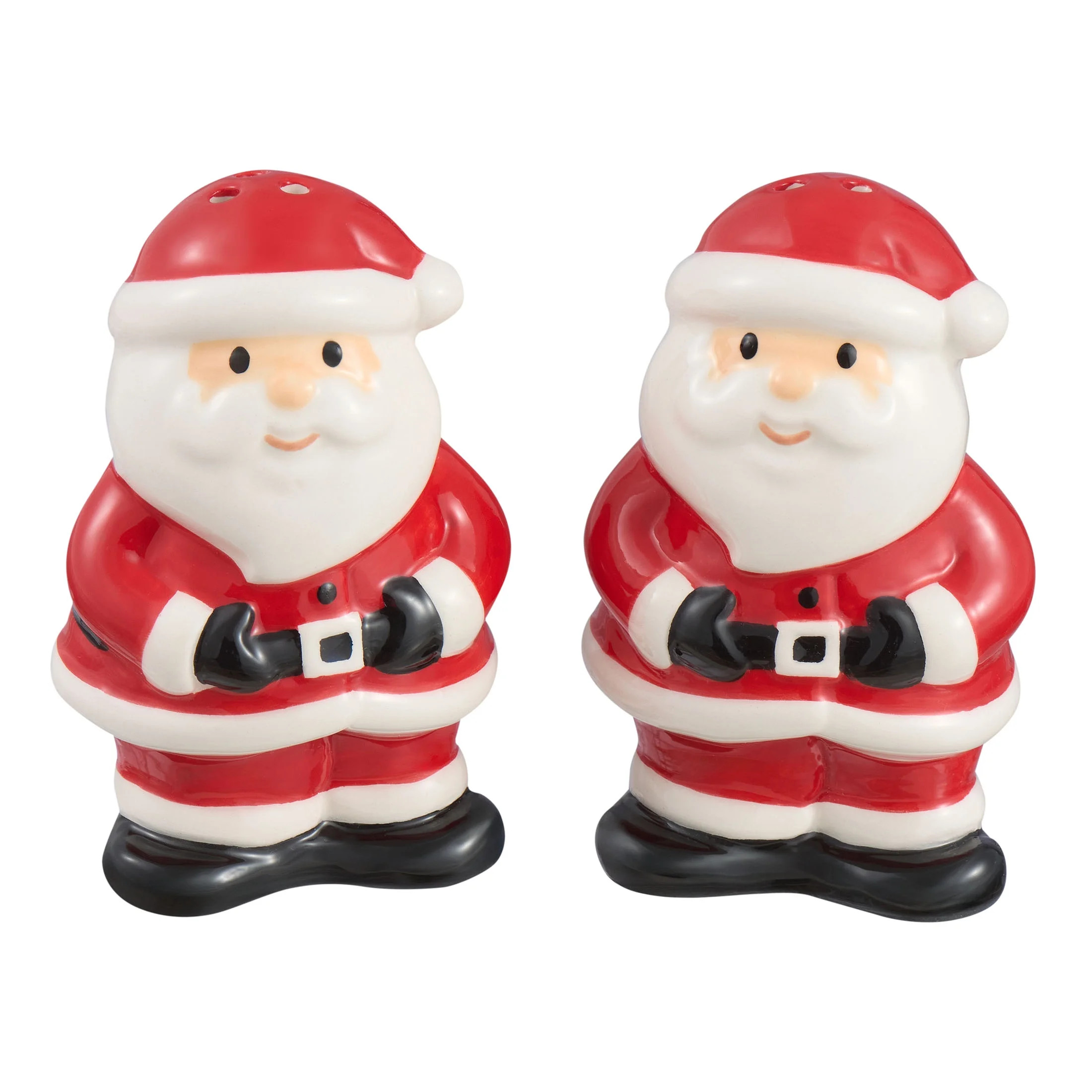 Holiday Time Multicolor Santa-Shaped Glazed Ceramic Salt & Pepper Shaker Set, Caucasian | Walmart (US)