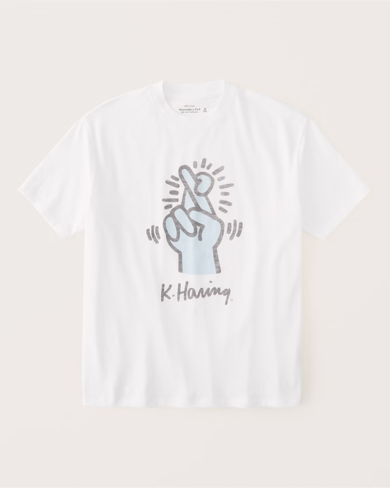 Women's Oversized Boyfriend Keith Haring Graphic Tee | Women's Tops | Abercrombie.com | Abercrombie & Fitch (US)