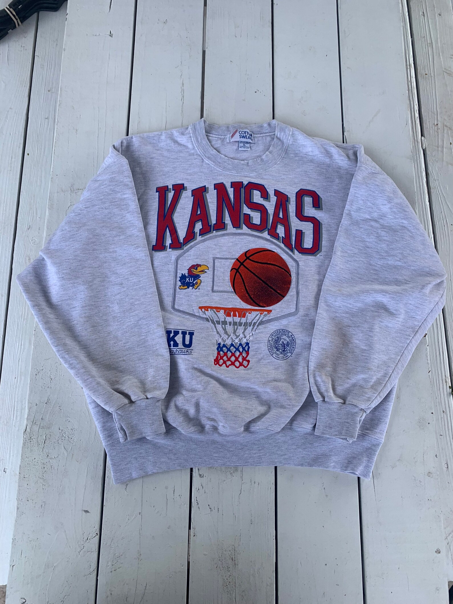 Vintage 90s Kansas University Jayhawks Embroidered Sweatshirt | Etsy | Etsy (US)