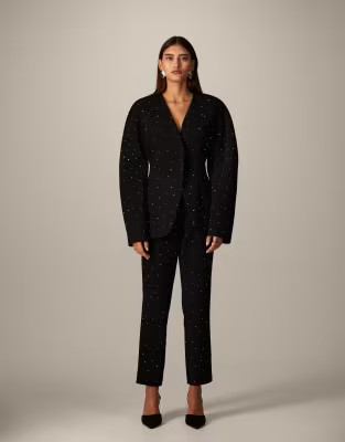 ARRANGE hot fix tailored ovoid sleeve blazer and trouser co-ord in black | ASOS | ASOS (Global)