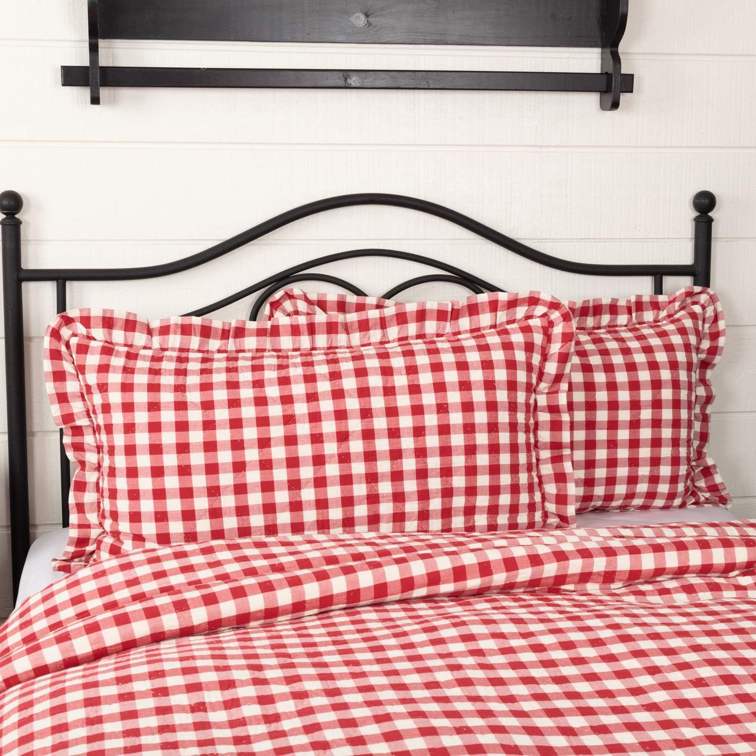 VHC Brands Annie Buffalo Check Bedding Accessory, King Sham 21x37, Red | Amazon (US)