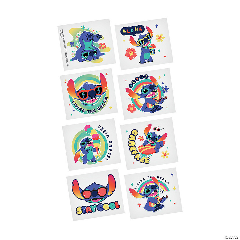 1 3/4" x 2" Disney’s Stitch Multicolor Paper Temporary Tattoos – 8 Pc. | Oriental Trading Company
