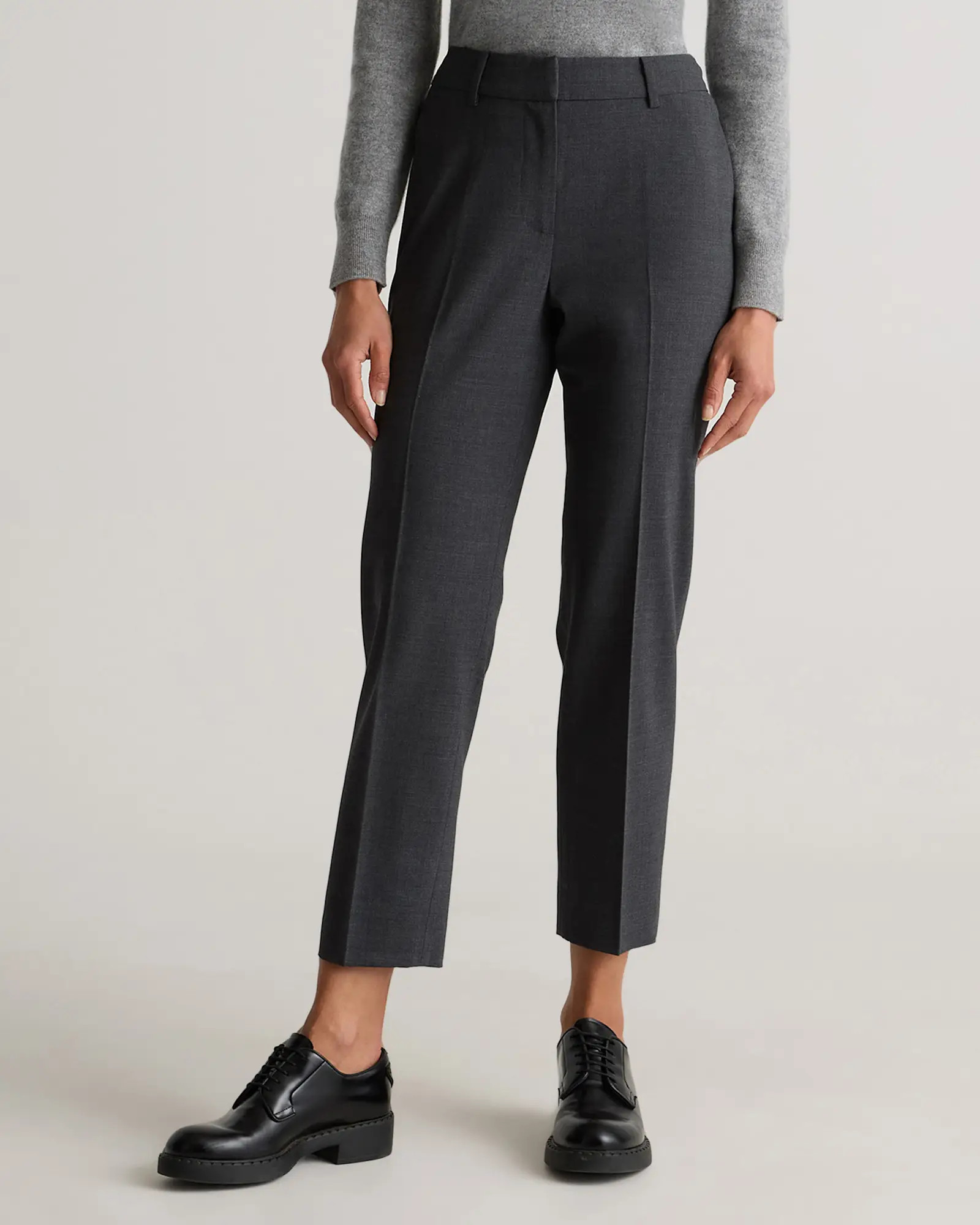 Wool Slim Leg Ankle Pants in Coal Melange | Quince