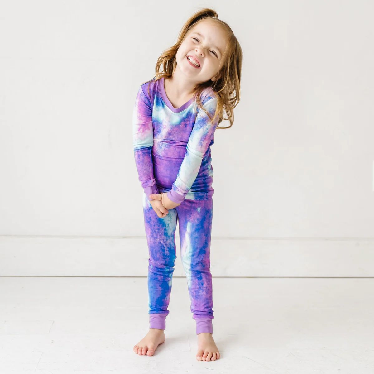 Purple Watercolor Two-Piece Pajama Set | Little Sleepies