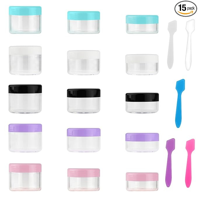 Accmor 15 Pcs Empty Clear Jars, Plastic Sample Containers with Lids, 0.35/0.53/0.7 OZ Size Cosmet... | Amazon (US)