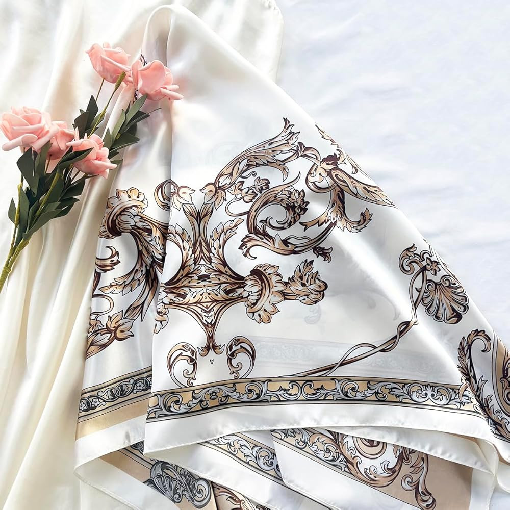 Julunar Silk Like Head Scarf for Women - Satin Large Hair Scarves - 35" Square Silk Hair Wrap for... | Amazon (US)