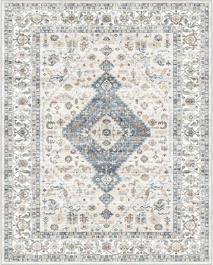 Washable Vintage Area Rug 8x10 - Large Soft Traditional Farmhouse Ultra-Thin Rug for Living Room,... | Amazon (US)
