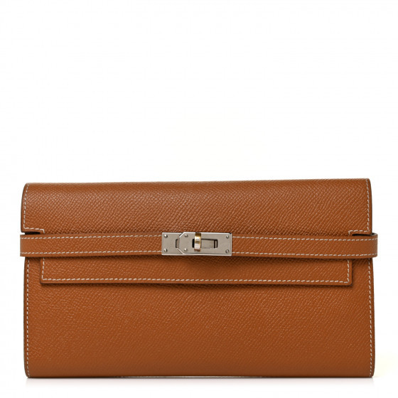 HERMES Epsom Kelly Longue Wallet Gold | FASHIONPHILE (US)