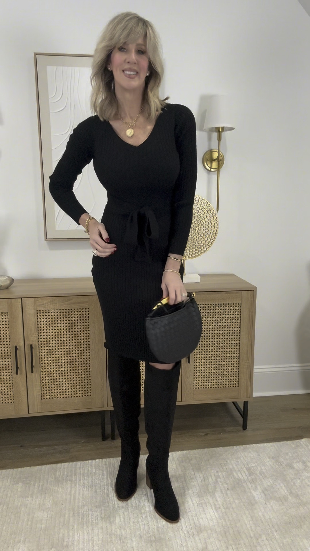 What I wore for our anniversary dinner. 

Comfort can also look chic and sexy.  This knee length, belted sweater dress is super soft and the perfect LBD for winter.  Also available in a crew neck style.  Comes in multiple colors.  Wearing size small.  

Paired with knee high suede boots that are actually comfortable to walk in.  

✨  Winter outfits, date night looks, timeless style 

#LTKSeasonal #LTKStyleTip #LTKFindsUnder50
