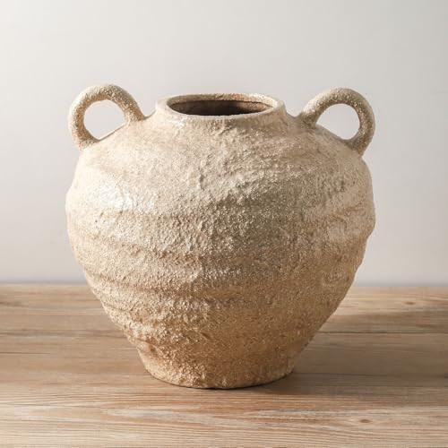 Uiddo Ceramic Flower Vase, Large Farmhouse Vases Home Decor, Handmade Rustic Vase with Handles, D... | Amazon (US)