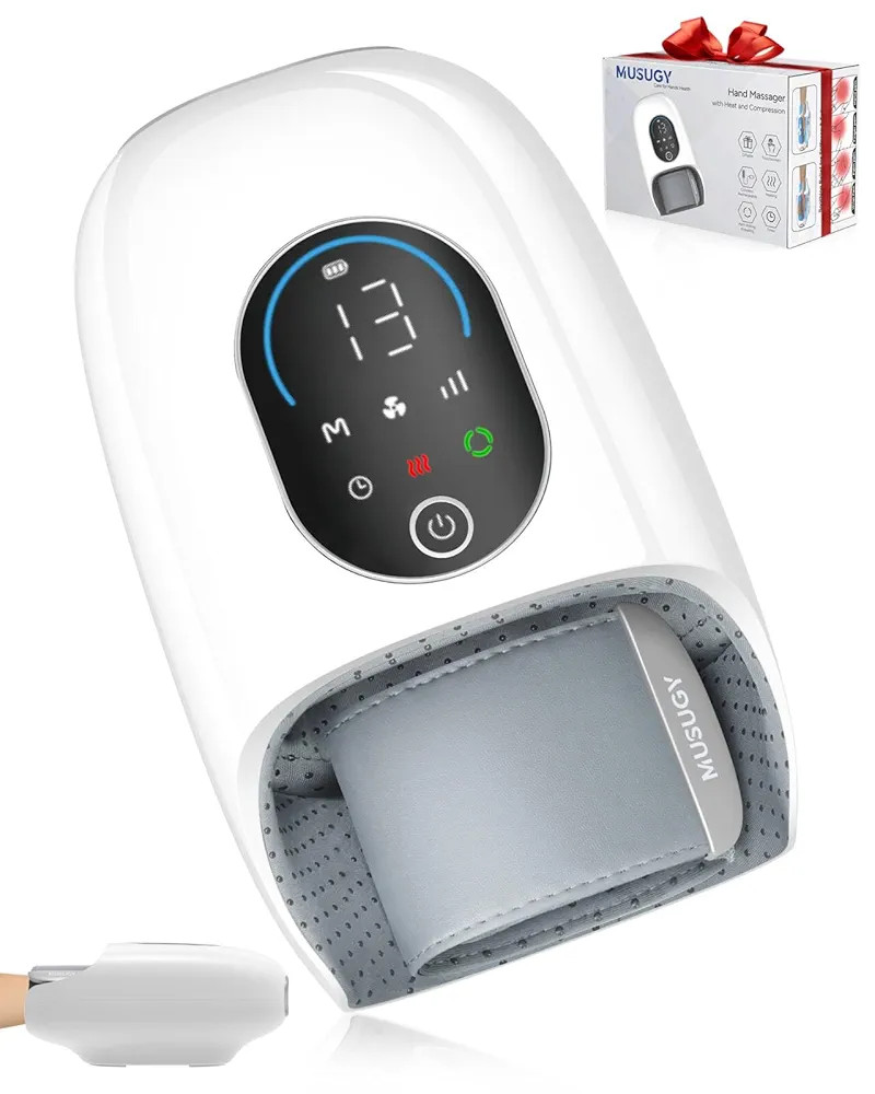 Hand Massager with Heat and Compression : Full-Hand and Wrist Coverage with Touchscreen & Palm Ro... | Amazon (US)
