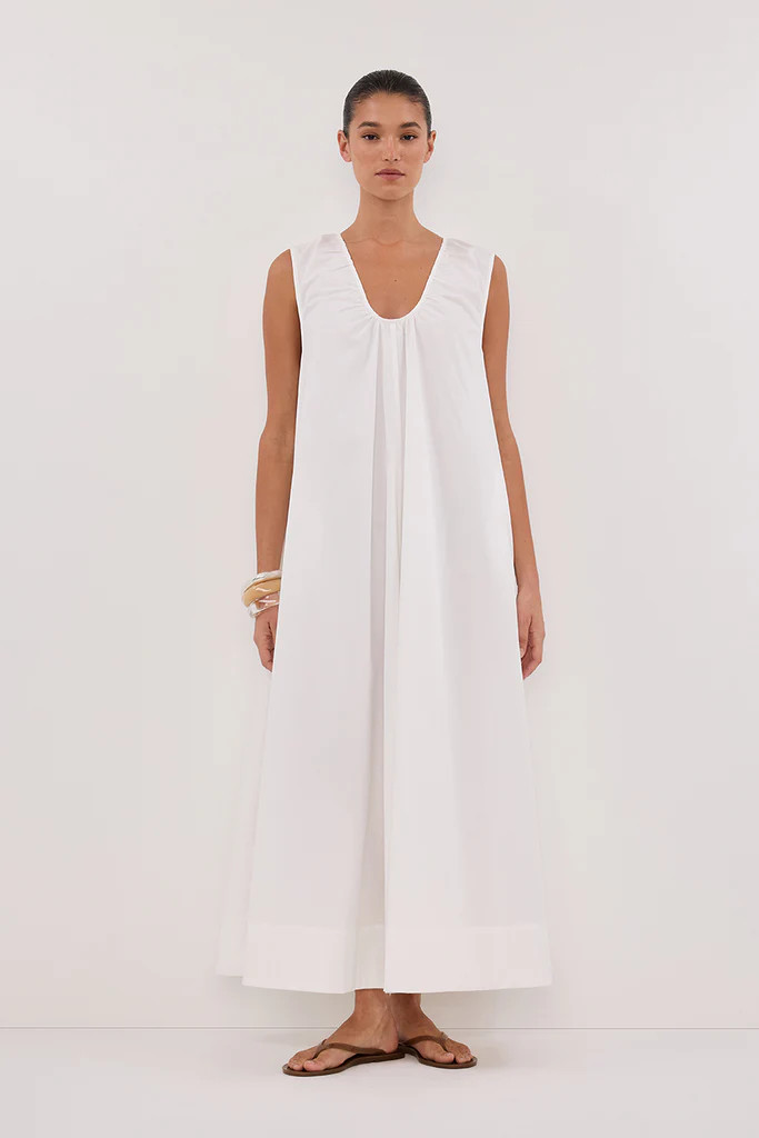 GABBY WHITE COTTON MIDI DRESS | DISSH