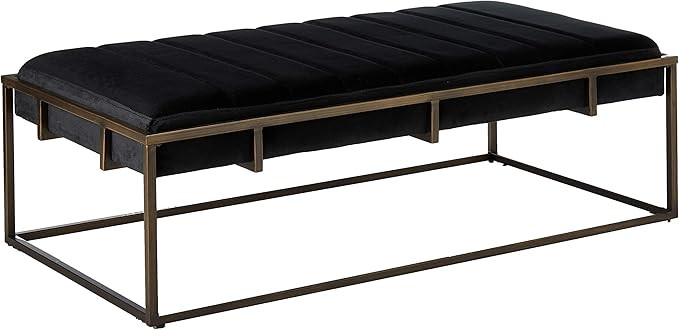 Christopher Knight Home Vassy Modern Velvet Ottoman Bench with Brass Finish, Black | Amazon (US)