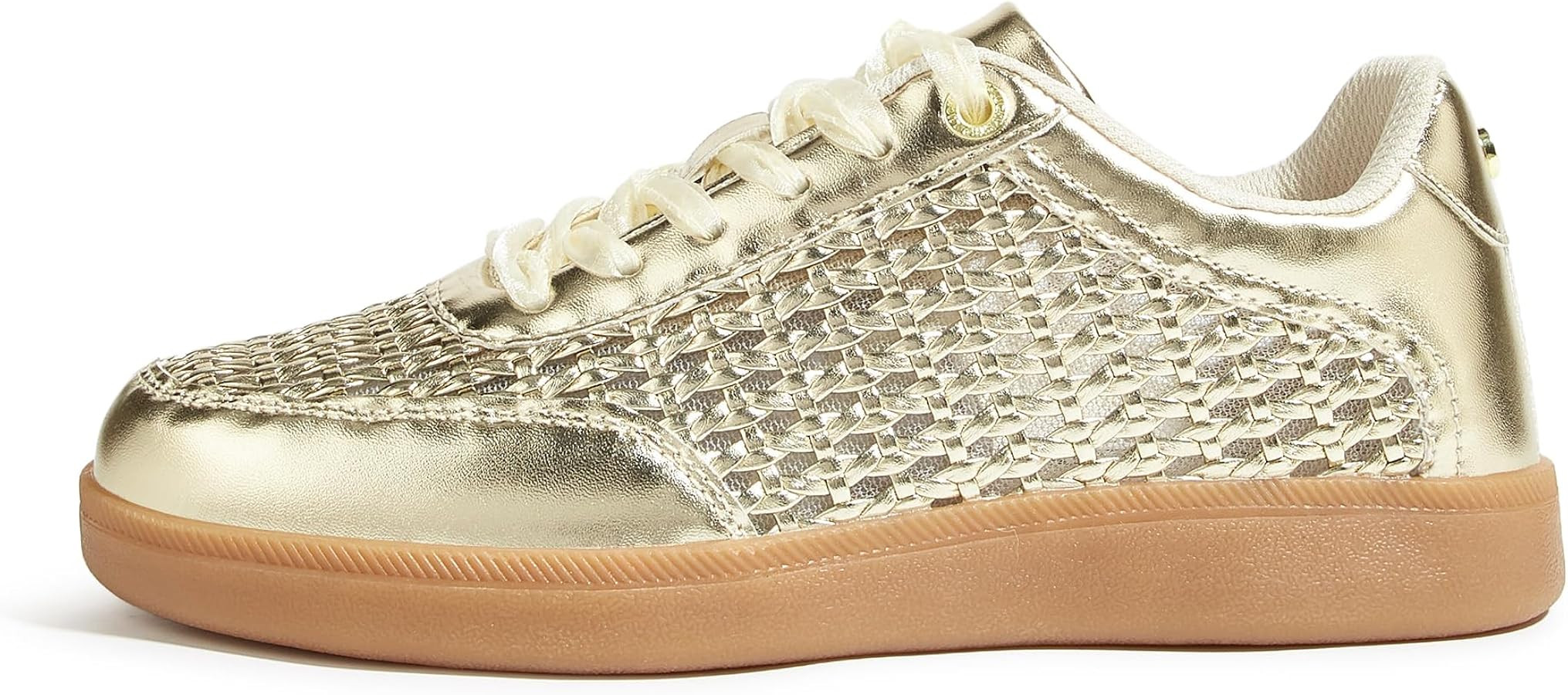 LUCKY STEP Women's Fashion Tennis Shoes Classic Retro Sneakers Casual Gum Sole Braided Raffia Str... | Amazon (US)