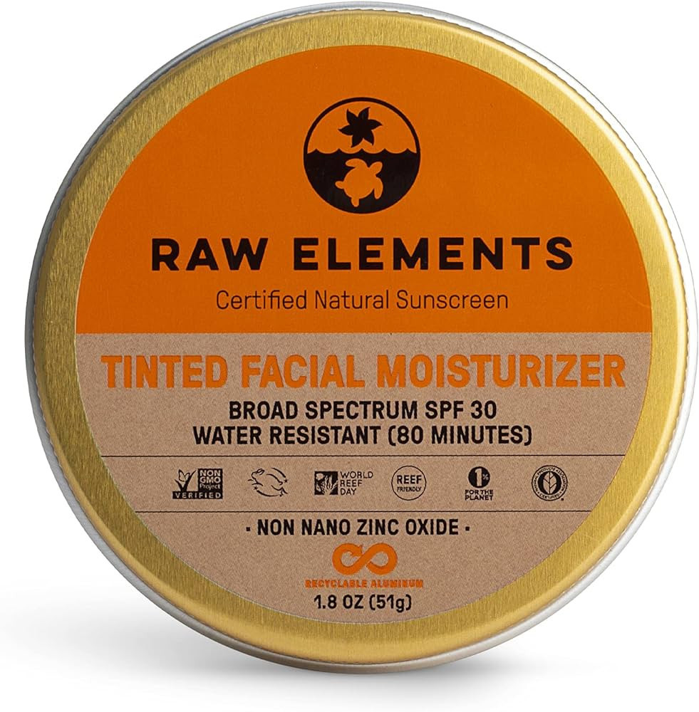 Raw Elements Tinted Facial Moisturizer All-Natural Sunscreen | Non-Nano Zinc Oxide, 95% Organic, ... | Amazon (US)