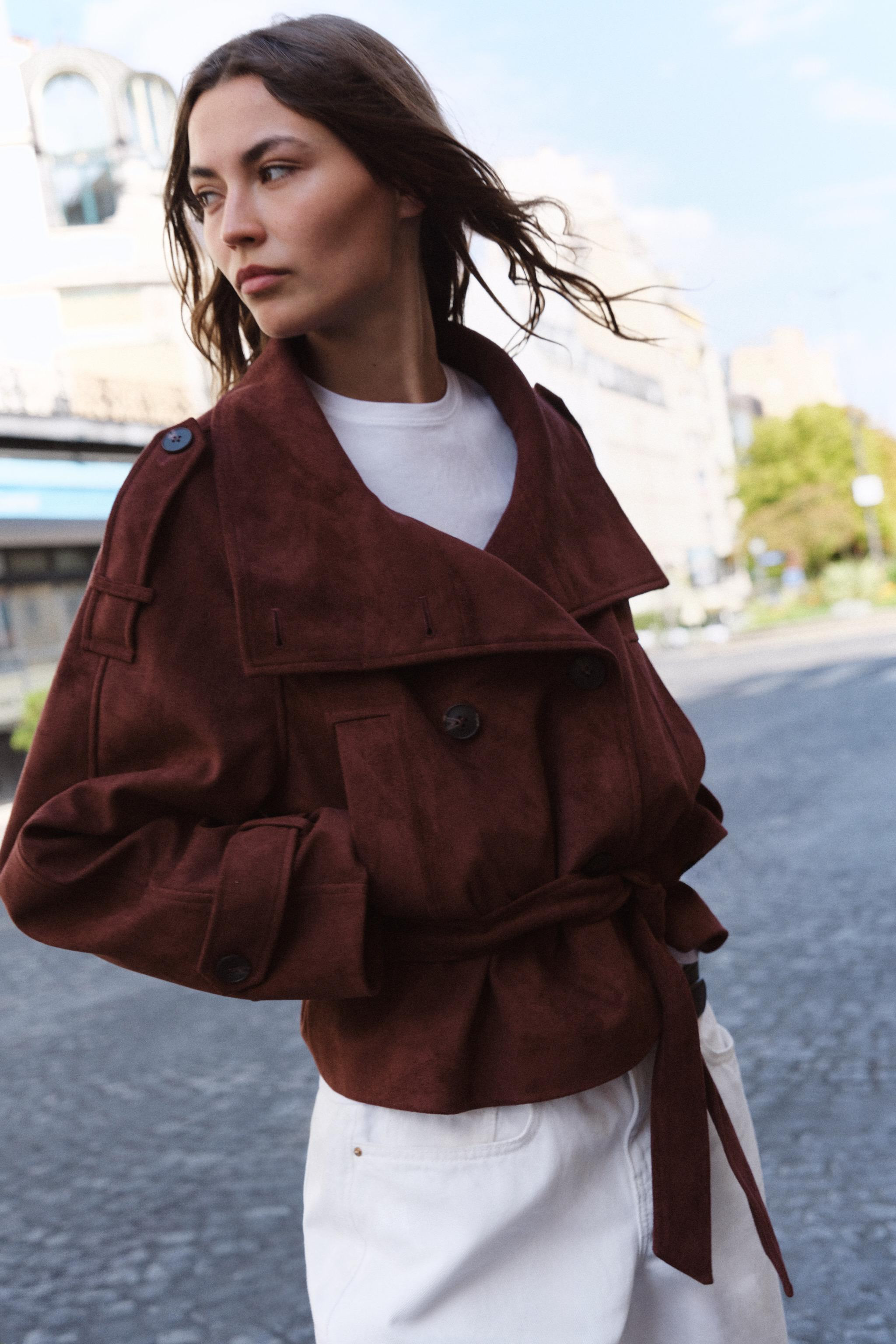 FAUX SUEDE BELTED JACKET | Zara US