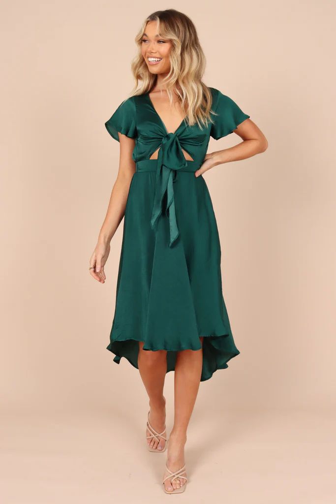 Amanda Hi Lo Tie Front Dress - Emerald | Petal & Pup (US)
