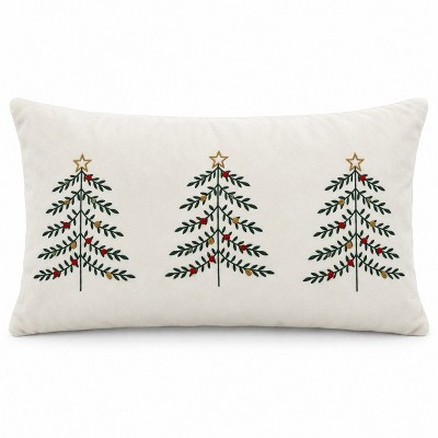 Alilang Christmas Tree Embroidered Plush Lumbar Throw Pillow Cover 12 x 20 Inch 1 Pack, Forest Green | Target