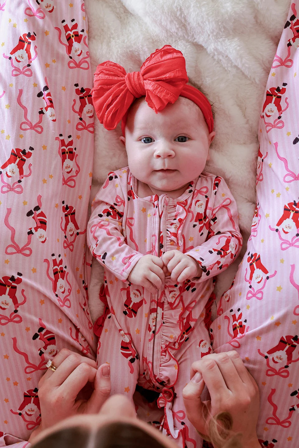 Christmas Ruffle Zipper Footie | Jolly Ribbons | Caden Lane