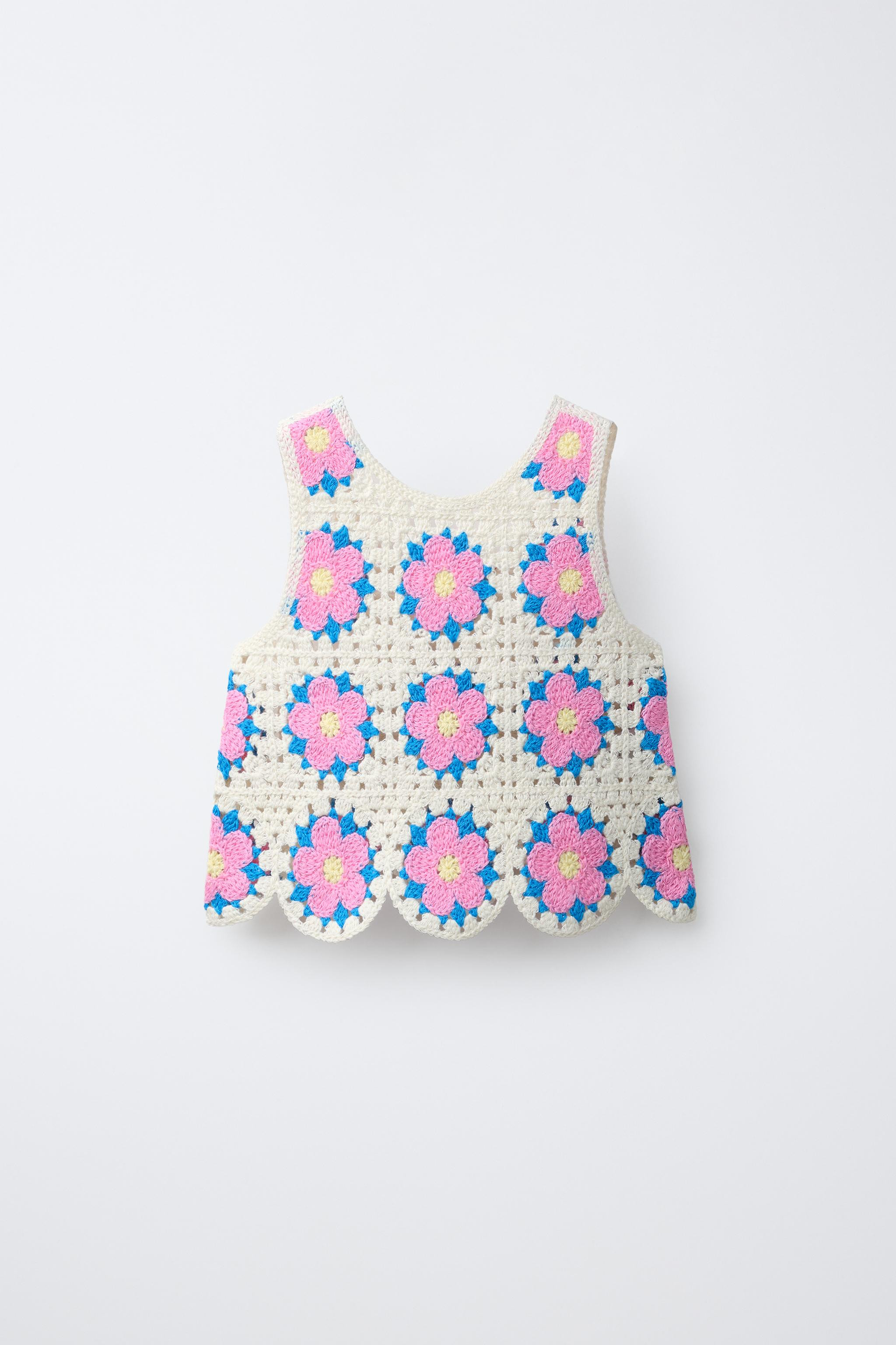 CROCHET KNIT FLORAL TOP | Zara US
