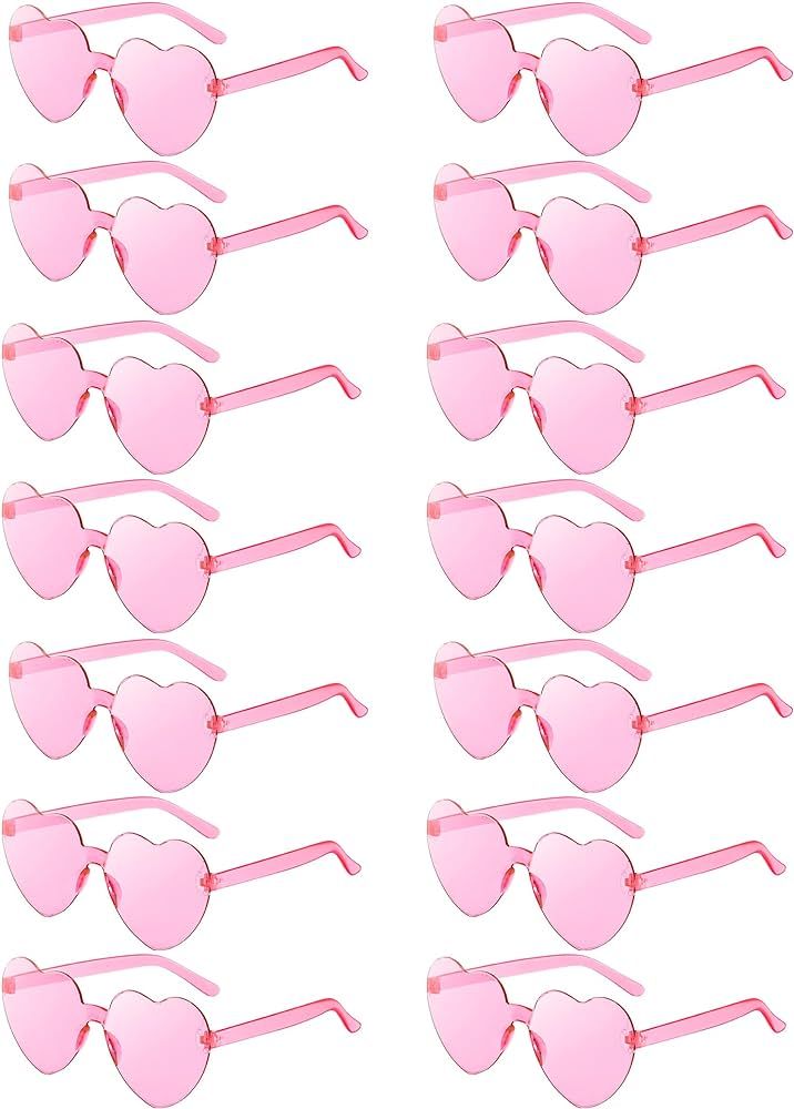 LUCKYCHRIS 14 Pairs Heart Shaped Sunglasses for Women Heart Glasses Pack for Bachelorette Party F... | Amazon (US)