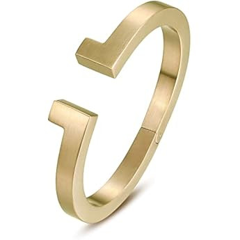 Cuff Bracelet with CZ for Women Stainless Steel Metal and Spring-Clasp Gold Silver Black Plated Chun | Amazon (US)
