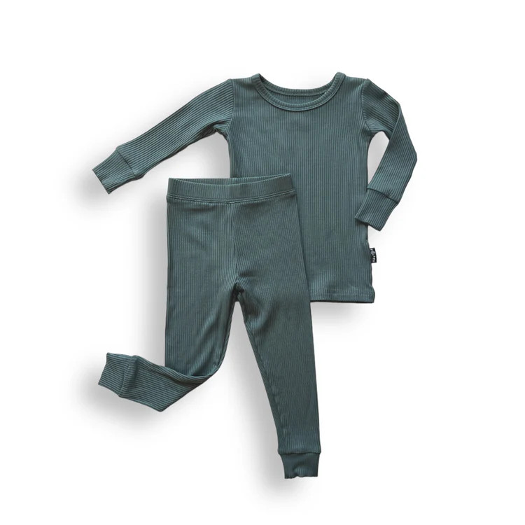 LONG SLEEVE 2 PIECE SETS- Slate Ribbed | millie + roo